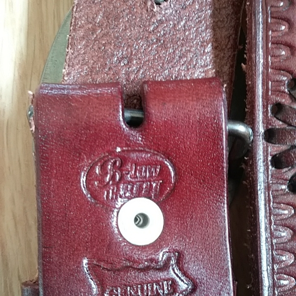 B-Low the Belt Tooled Leather Lacing Belt with Buckle Western Cowgirl 34 Brown - Picture 13 of 16